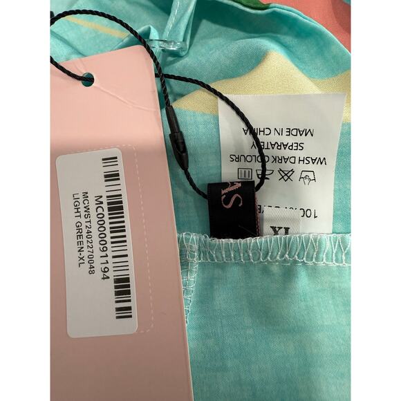 Micas Bamboo Leaf Print Knot Tropical Boho Resort Cami Top And Pants Set Blue XL - Picture 4 of 9